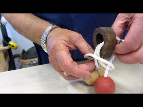 Wood Ball - Metal Ring -  Rope Puzzle