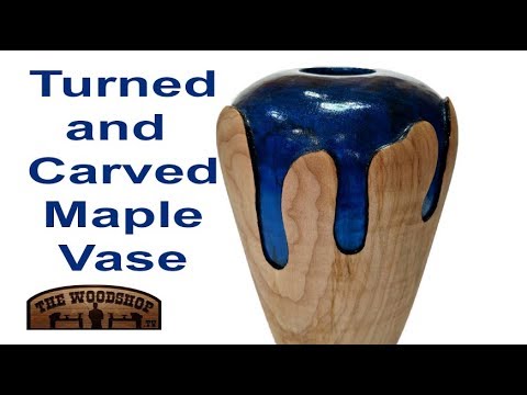 Woodturning - Turned and Carved Maple Vase