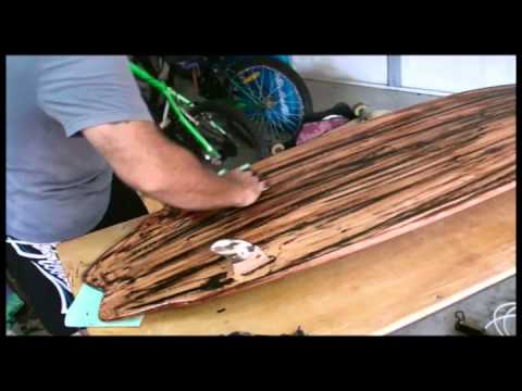 a basic method of how to woodgrain a surfboard