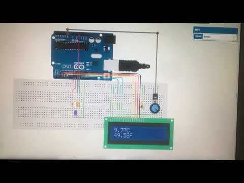 a circuit that can sense the temperature in the place and display it on an LCD screen