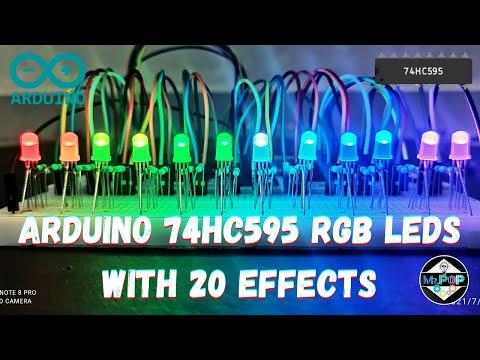 arduino 74hc595 RGB led projects with 20 effects