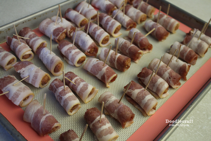 bacon wrapped sausages easy simple appetizers savory sweet smokies brown sugar (8).JPG