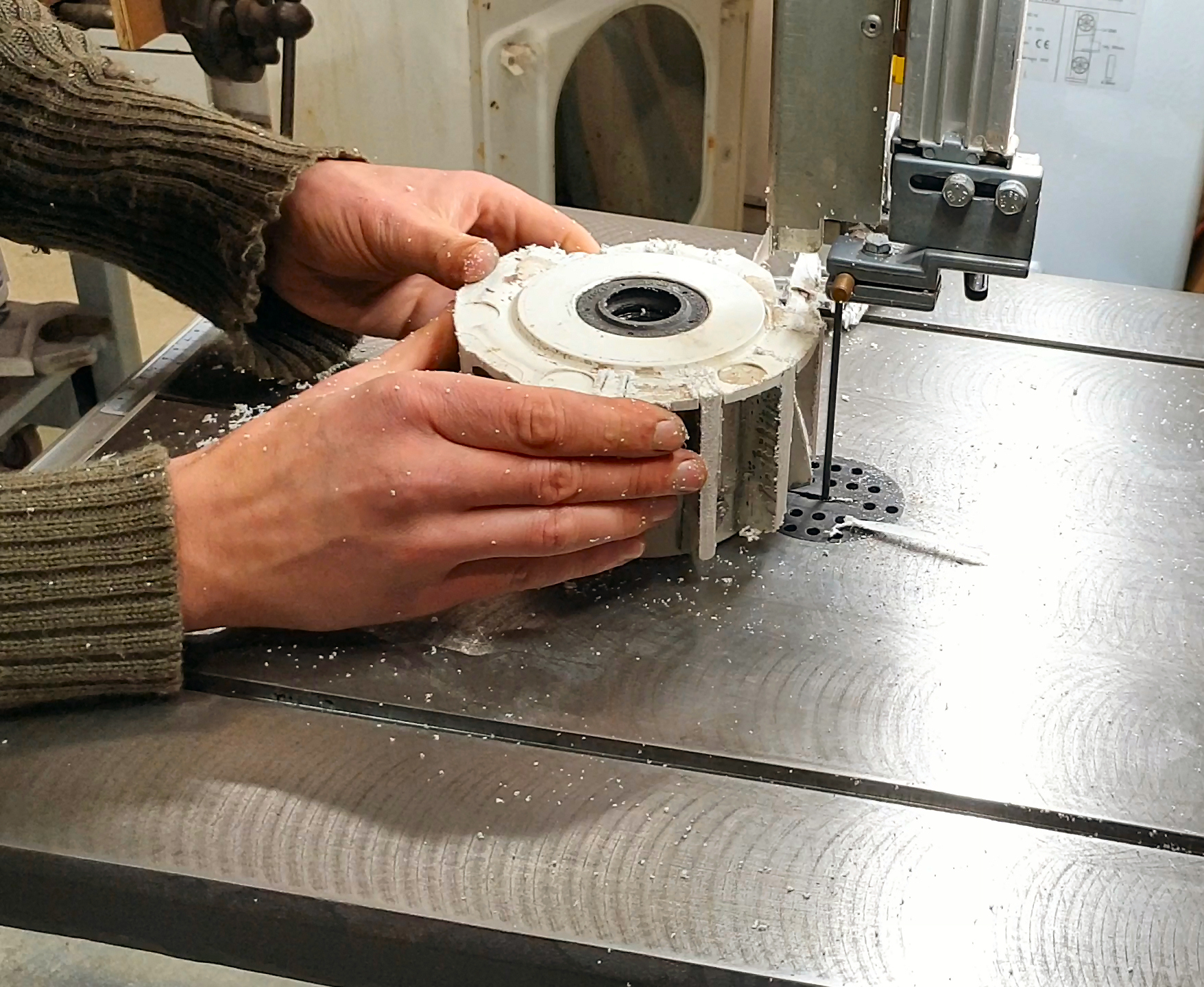 bandsaw trimming bearing block.jpg