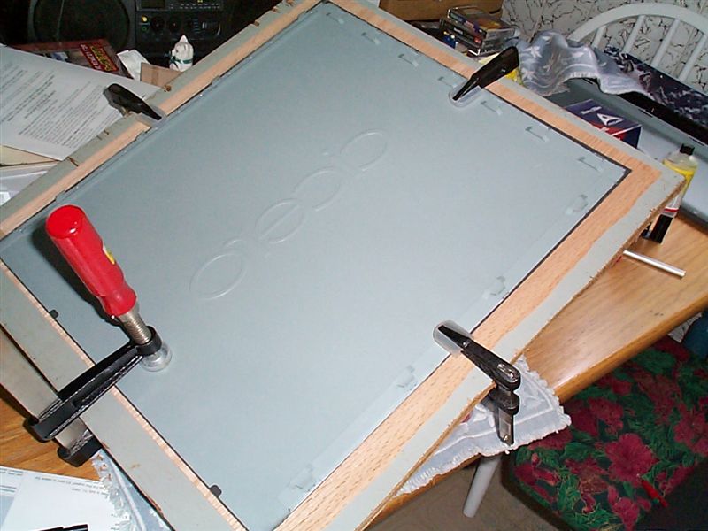 clamp panel to veneer to table.JPG