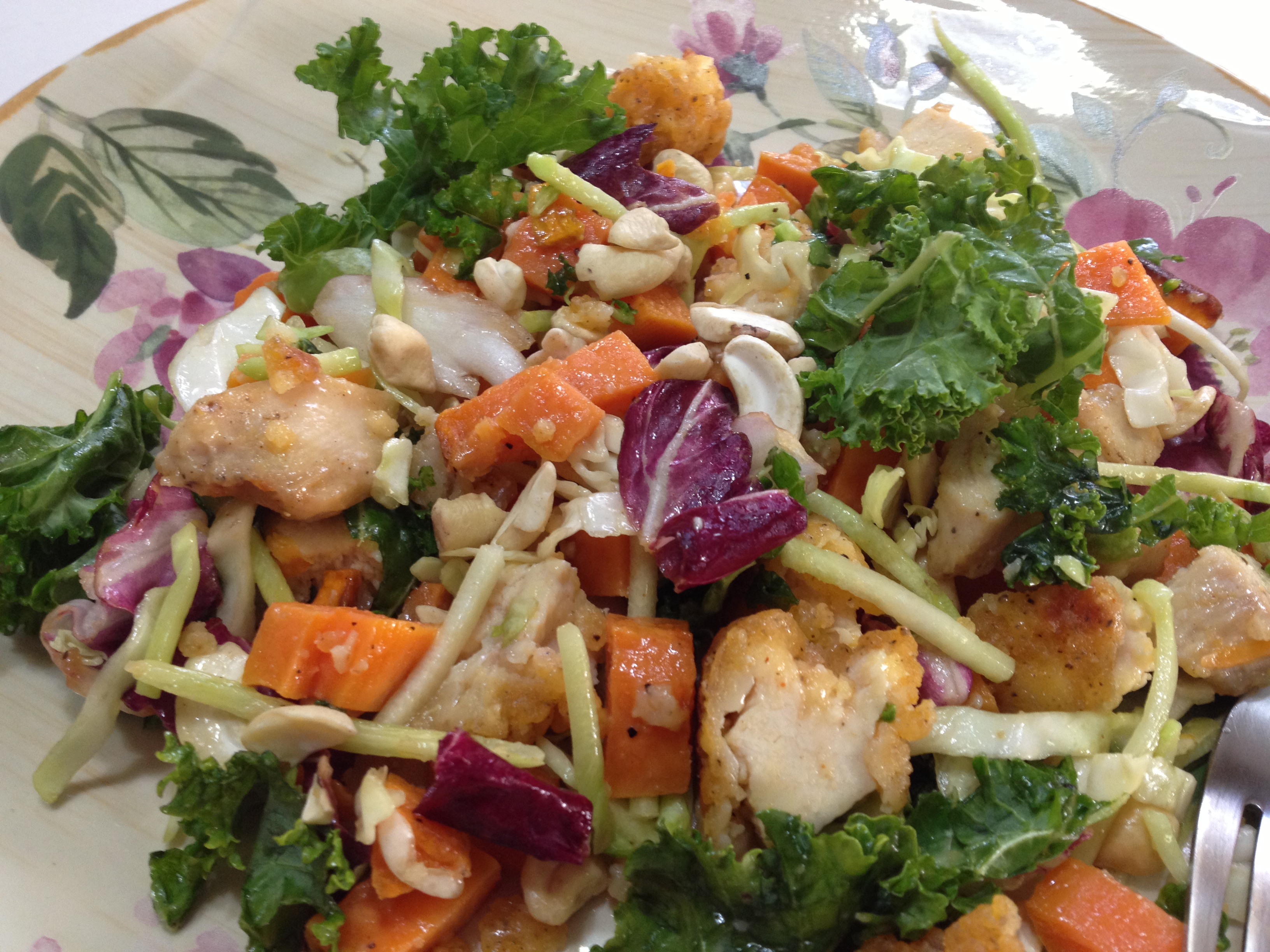 close up for detail of Kale Sweet Potato and Chicken Salad.jpg