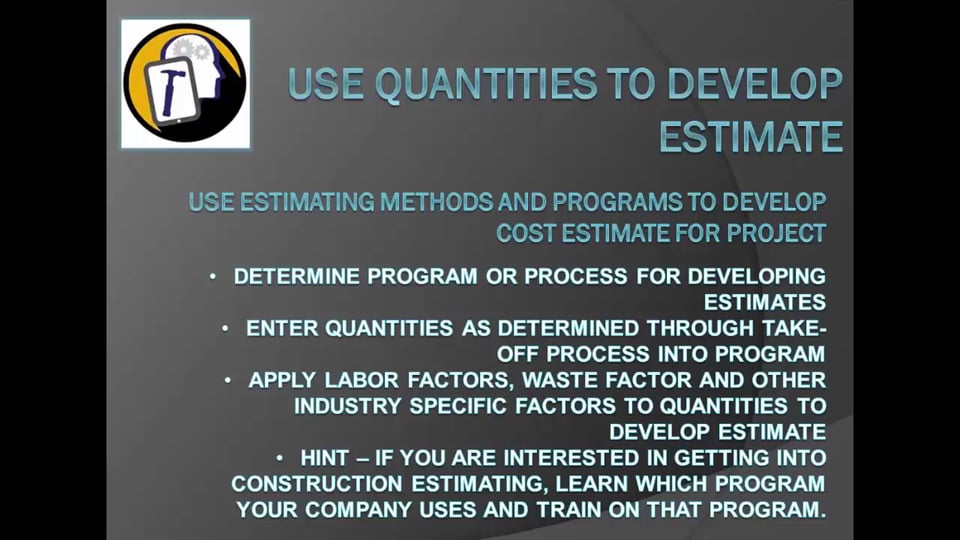 construction estimating 101 chp06 using quantities in estimates