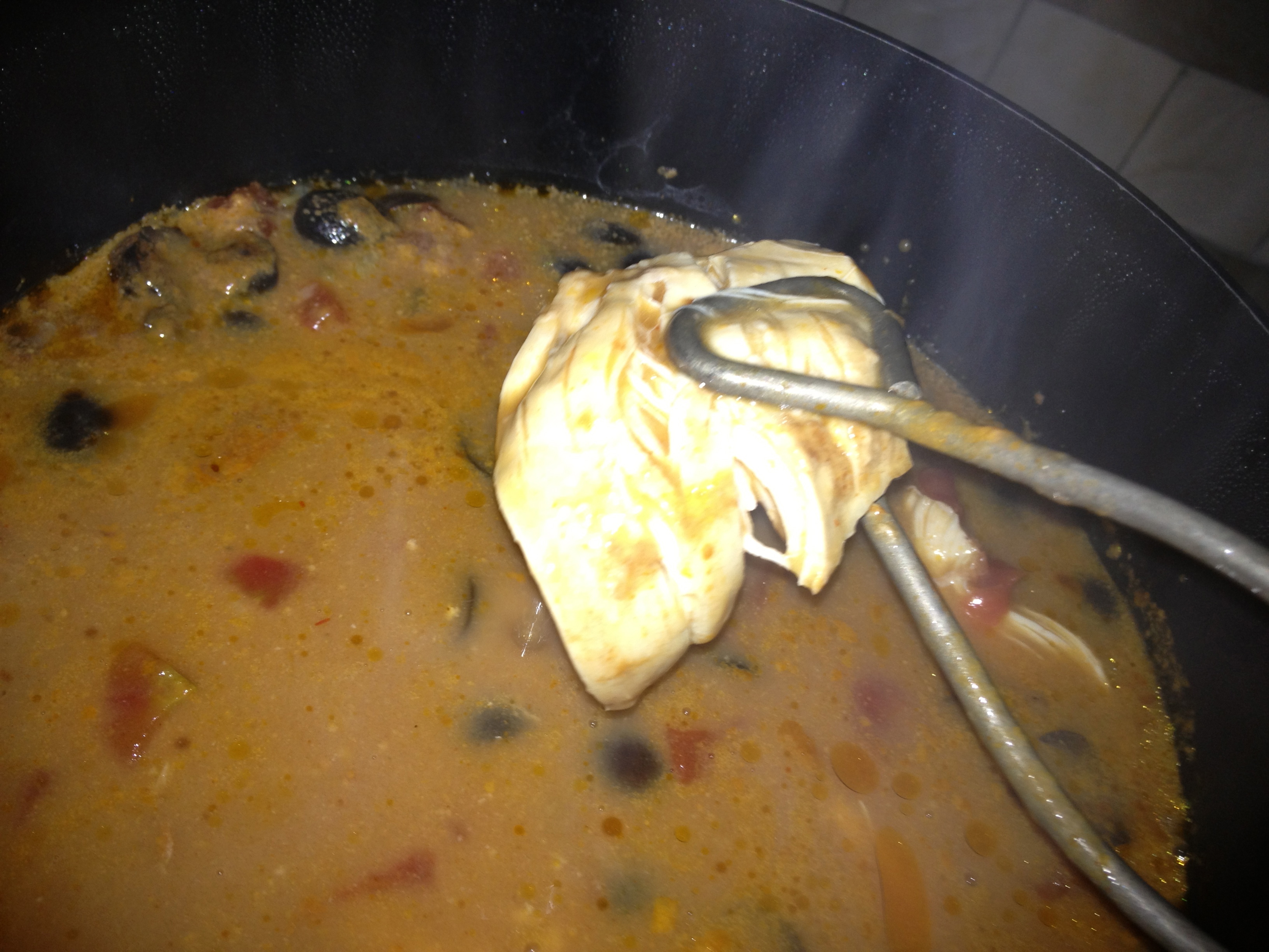 cooked chicken from the soup