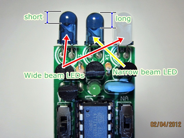 difference of narrow &amp; wide beam IR LEDs of TV-B-Gone_JeonLab.JPG