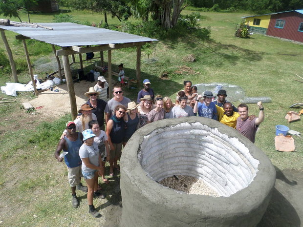 earthbag_water_tank students.jpg