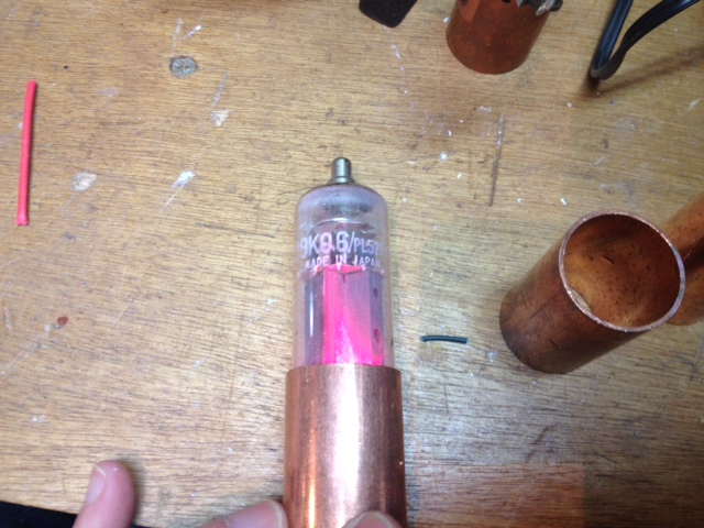 first tube lit in the copper fitting.JPG