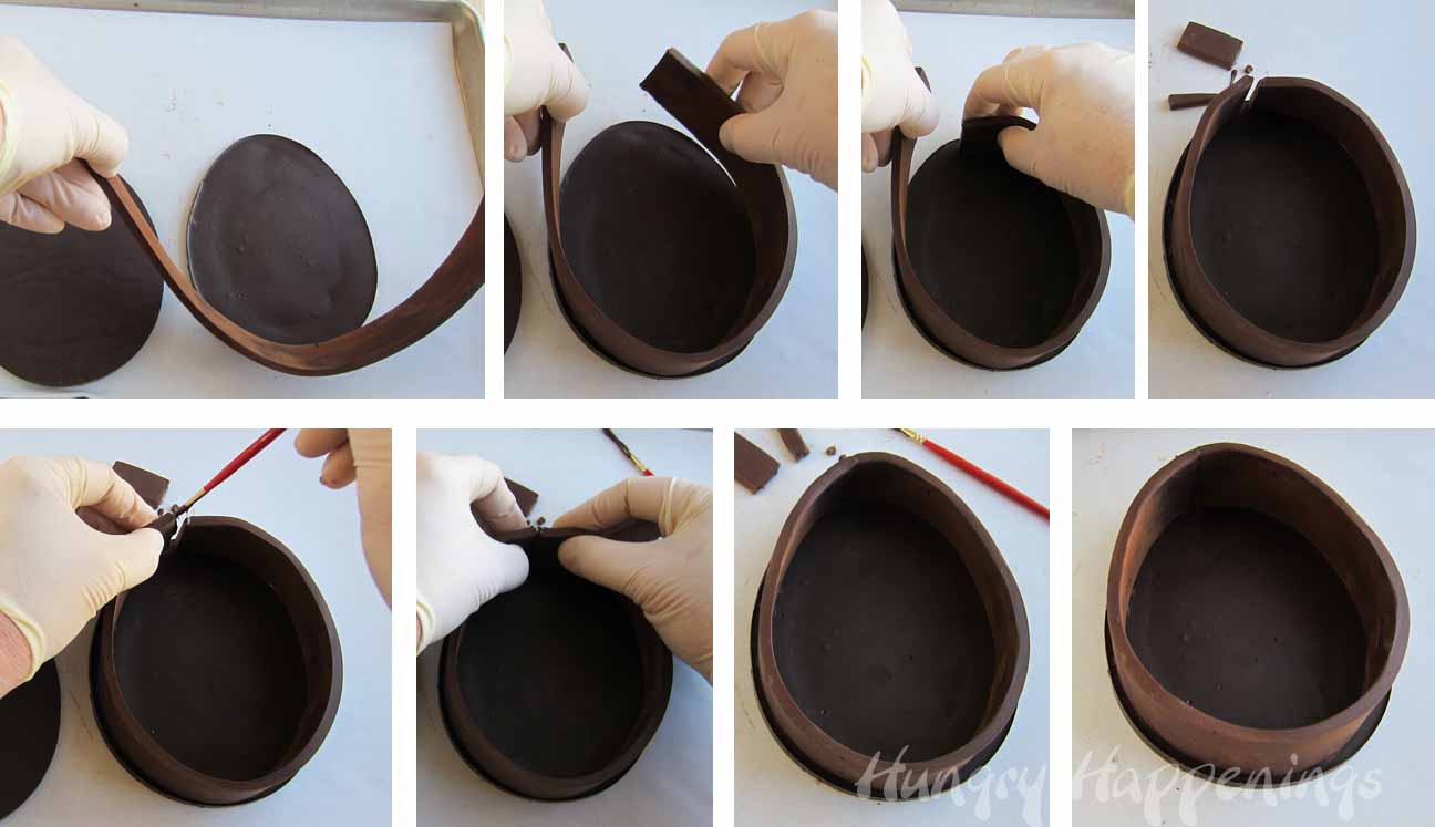 how to construct a chocolate box, egg shaped, penguin, modeling chocolate, dark .jpg