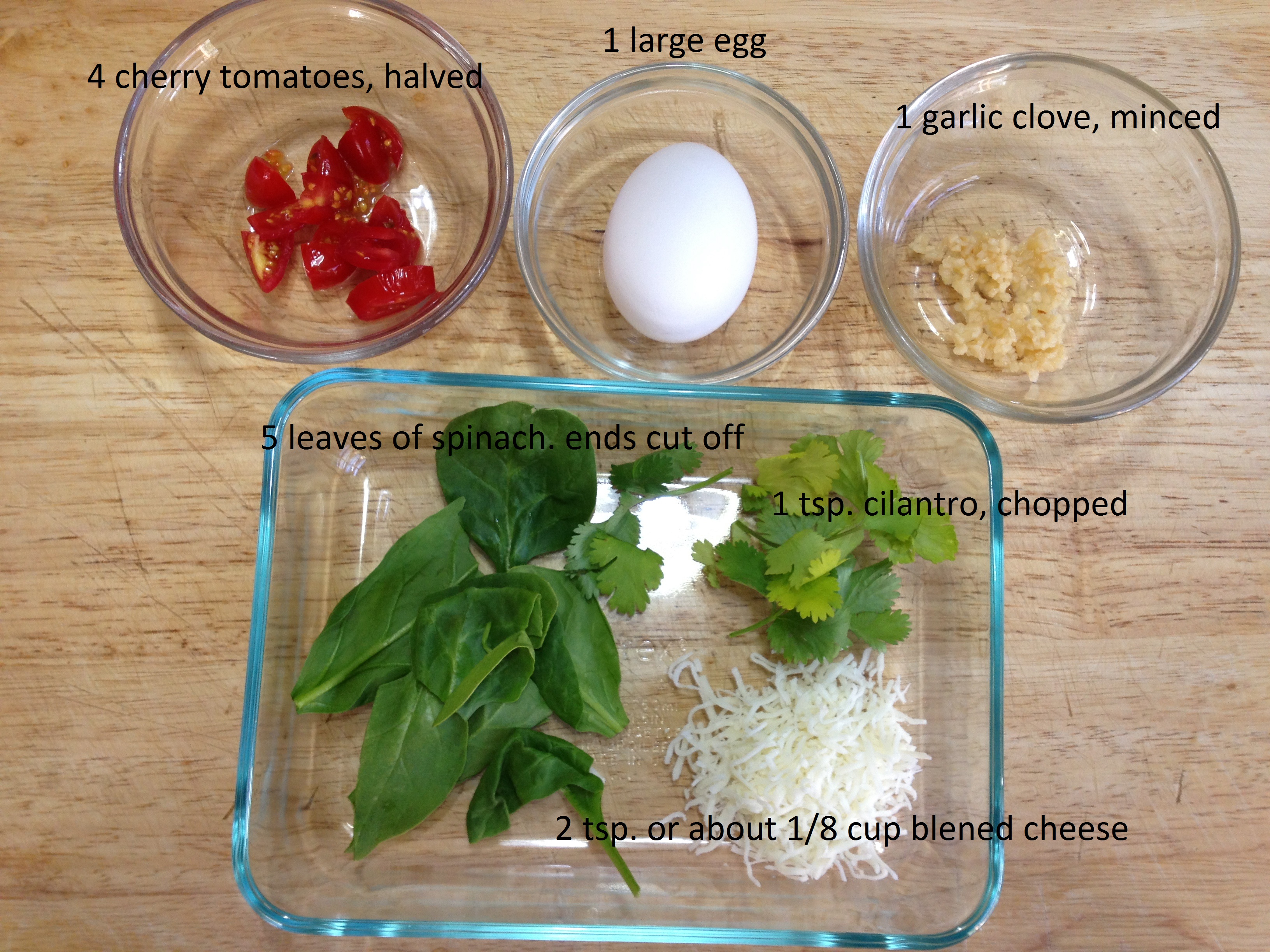 ingredients for Egg Garlic and Spinach Breakfast.jpg