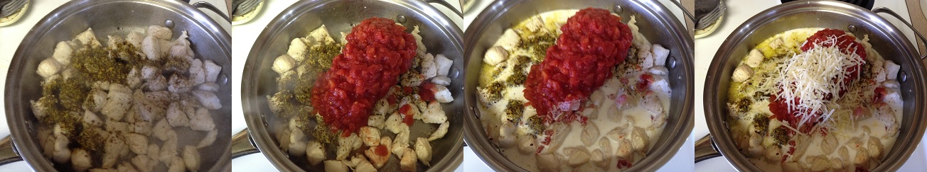 mixing cooked chicken with spices, tomato, cream and cheese.jpg