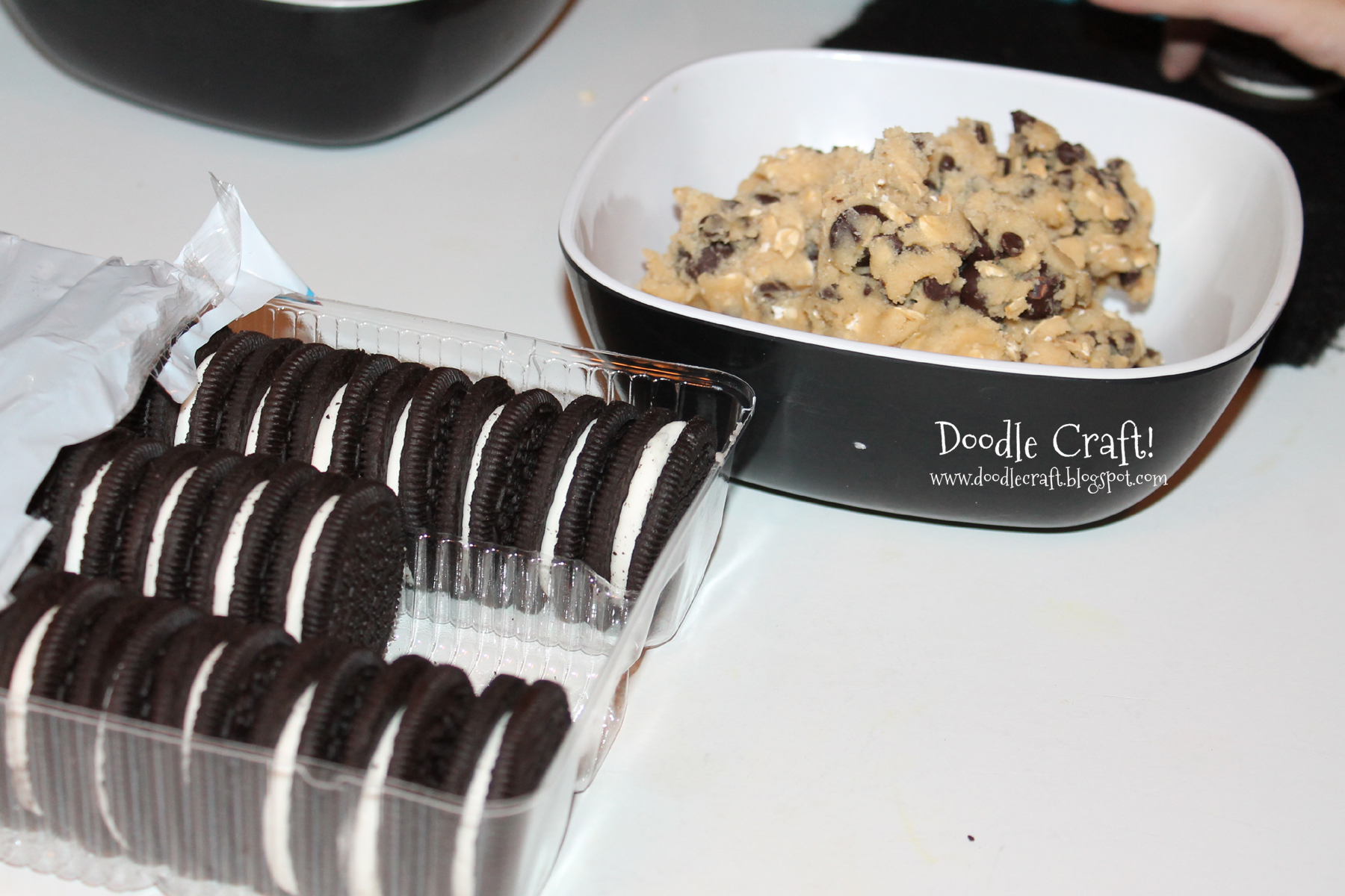 oreo cookies and chocolate cookie dough for giant gourmet cookies.jpg