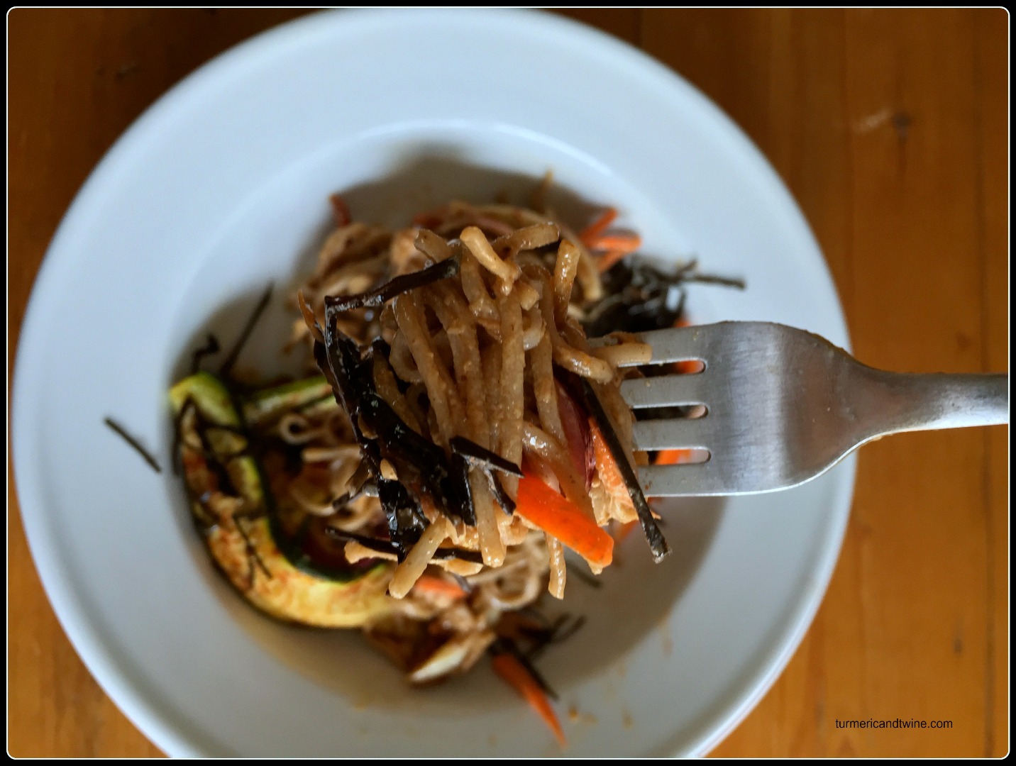 peanut sauce soba noodles with roasted zucchini with wakame bite.jpg