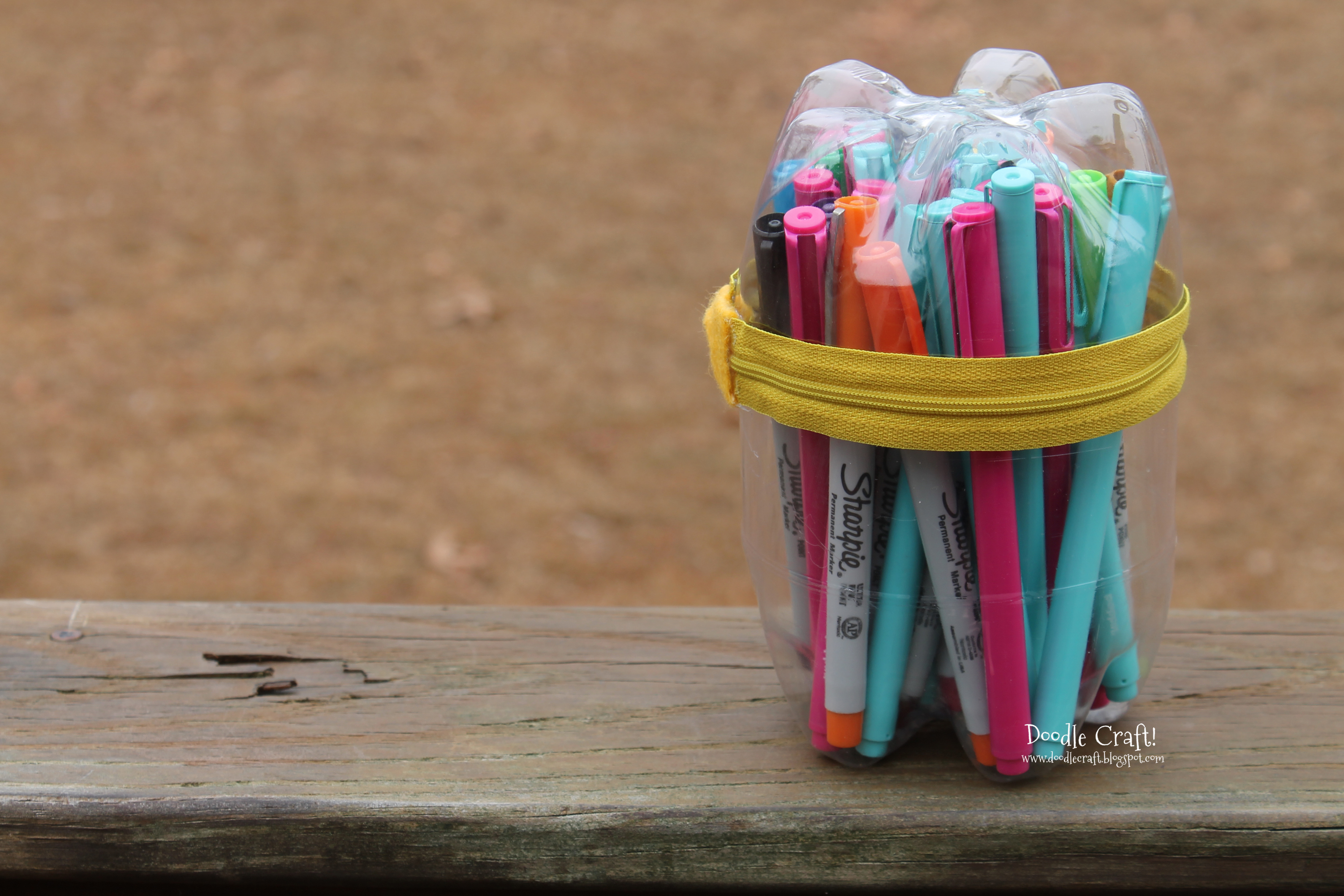 recycled upcycled soda water bottle zipper pouch pencil case holder.jpg