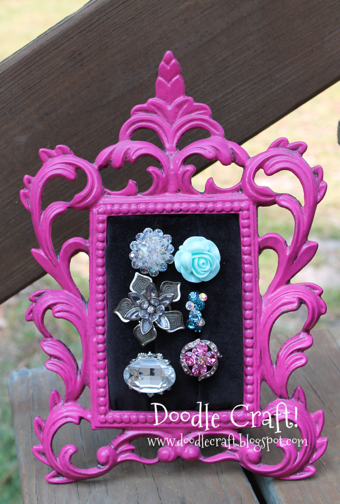 ring display from picture frame and towels upcycled repurposed diy.jpg