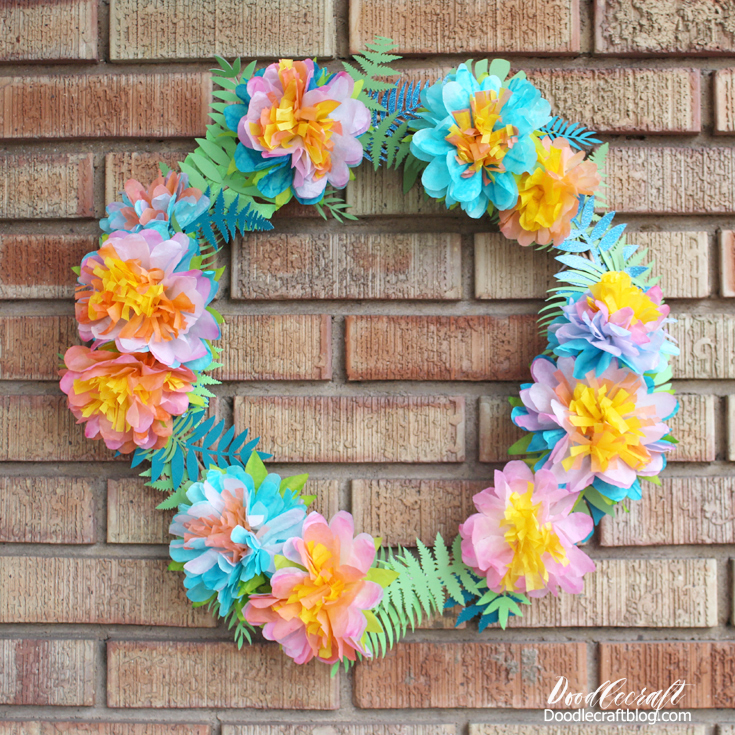 spring bouquet bright dyed coffee filter flower wreath papercrafting papercraft diy doodlecraft (2).JPG