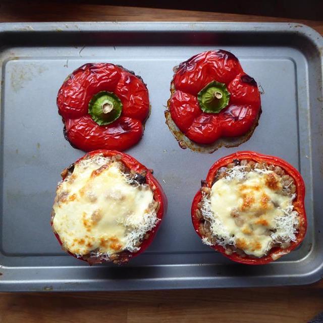 stuffed red pepper lids cooked.JPG