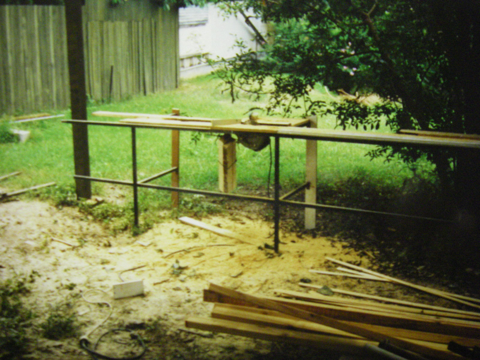 temporary homemade saw table in use - sawdust everywhere.jpg