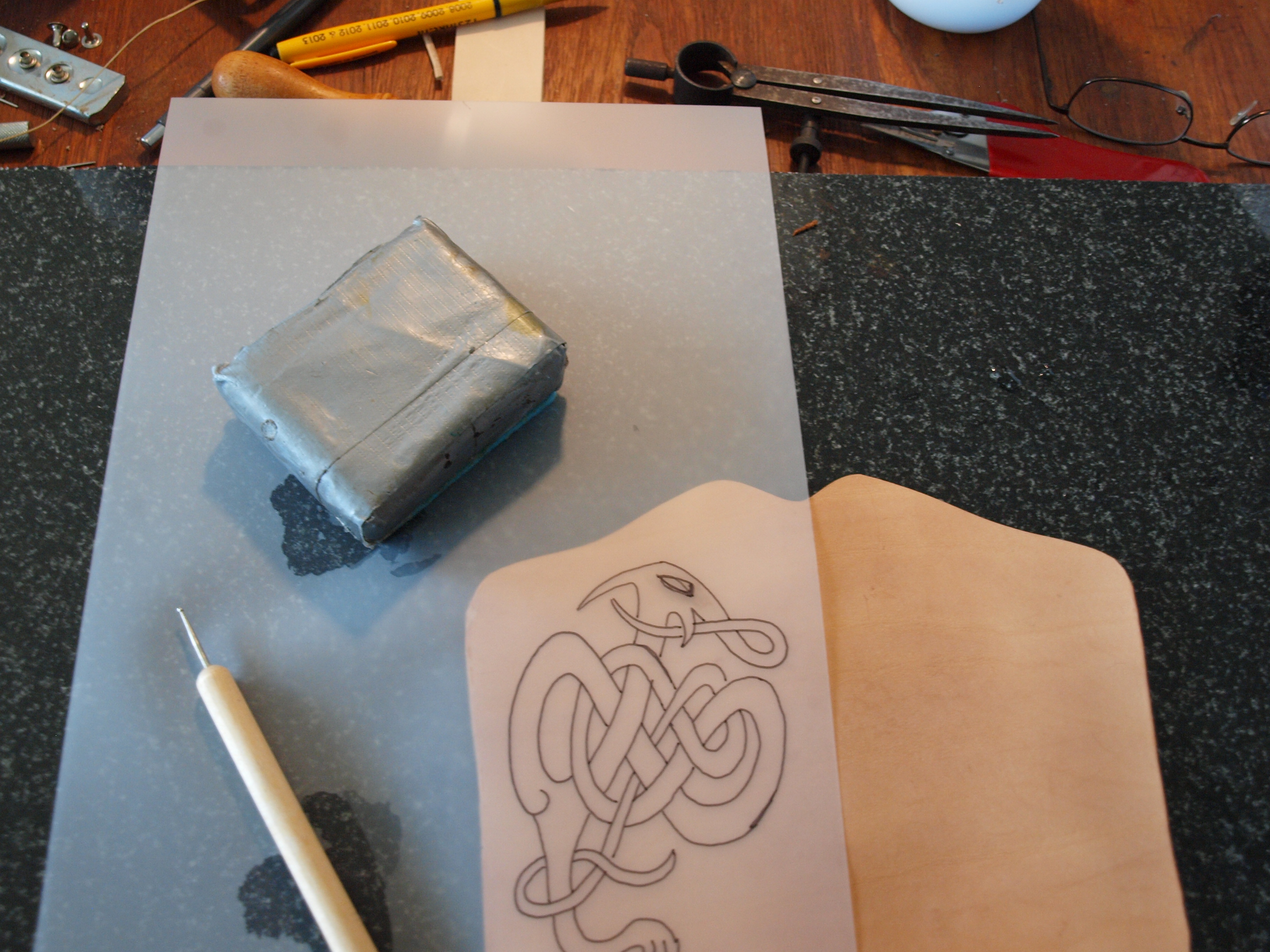 tracing on leather 1.JPG