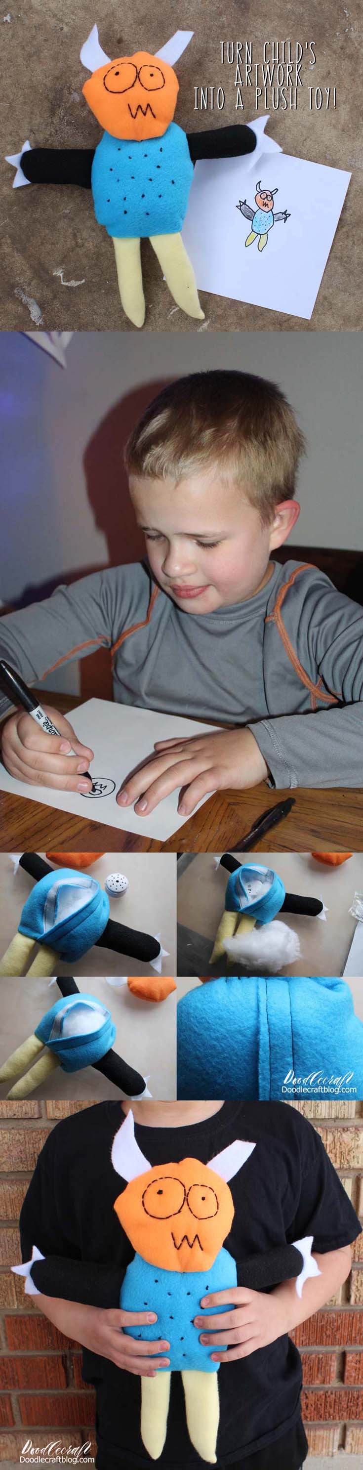 turn your child's kids art artwork into a toy plushie stuffed animal plush monster.jpg