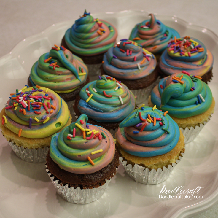 unicorn poop cupcakes easy diy party cake trick treat rainbow colored frosting (8).JPG