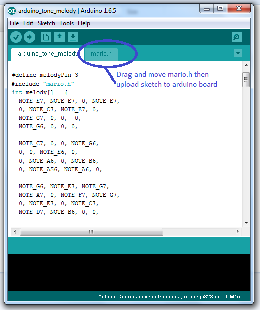 uploading arduino sketch tone melody.png