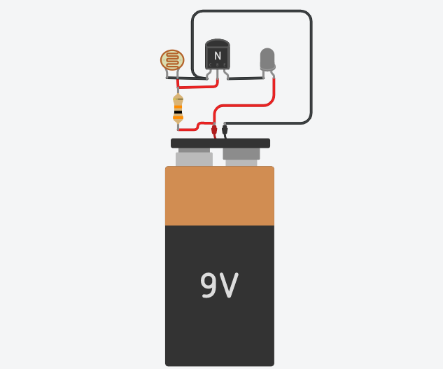 Automatic Night Light Circuit on TINKERCAD