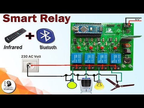 Control Lights Fan with Mobile Bluetooth and IR remote | Home Automation using Arduino control Relay