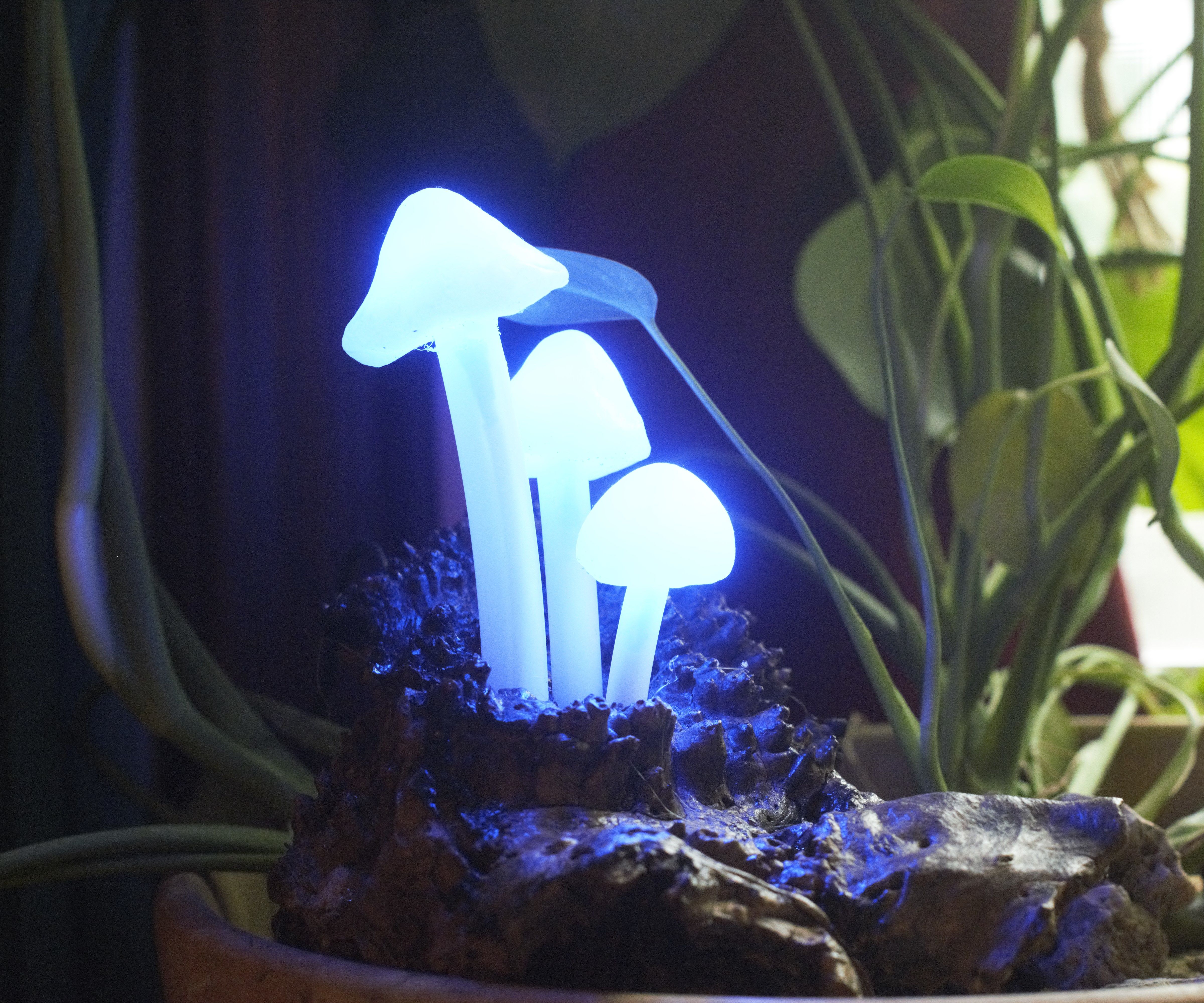 Glowing LED Mushroom Log Lamp