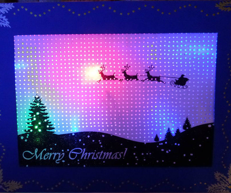 LED Backlit Pin-Hole Holiday Card