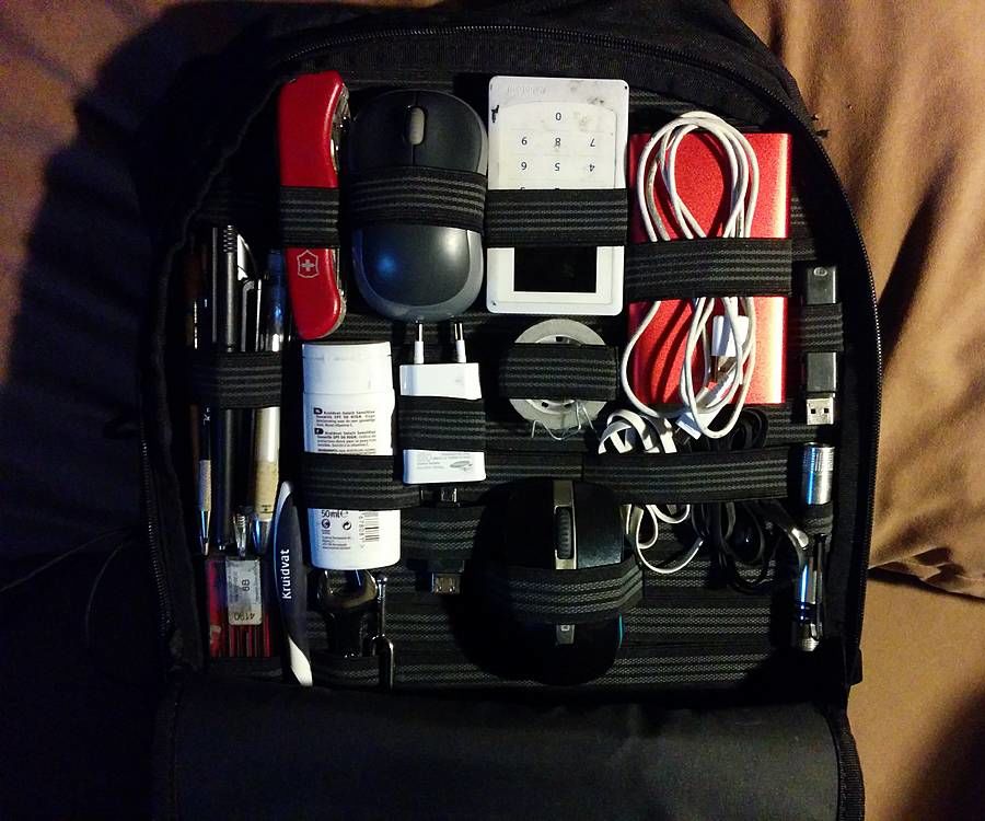 Customizable elastic band backpack organizer