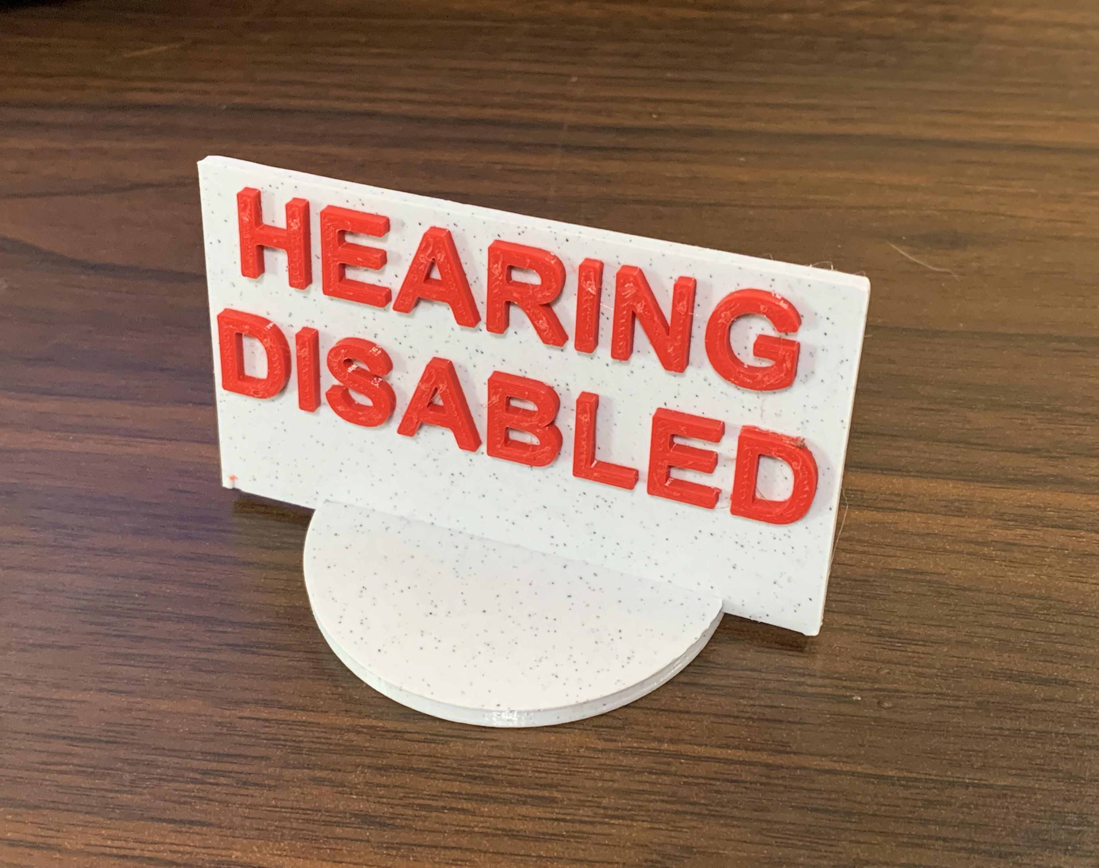 Hearing Disabled Sign for Restaurant Tables