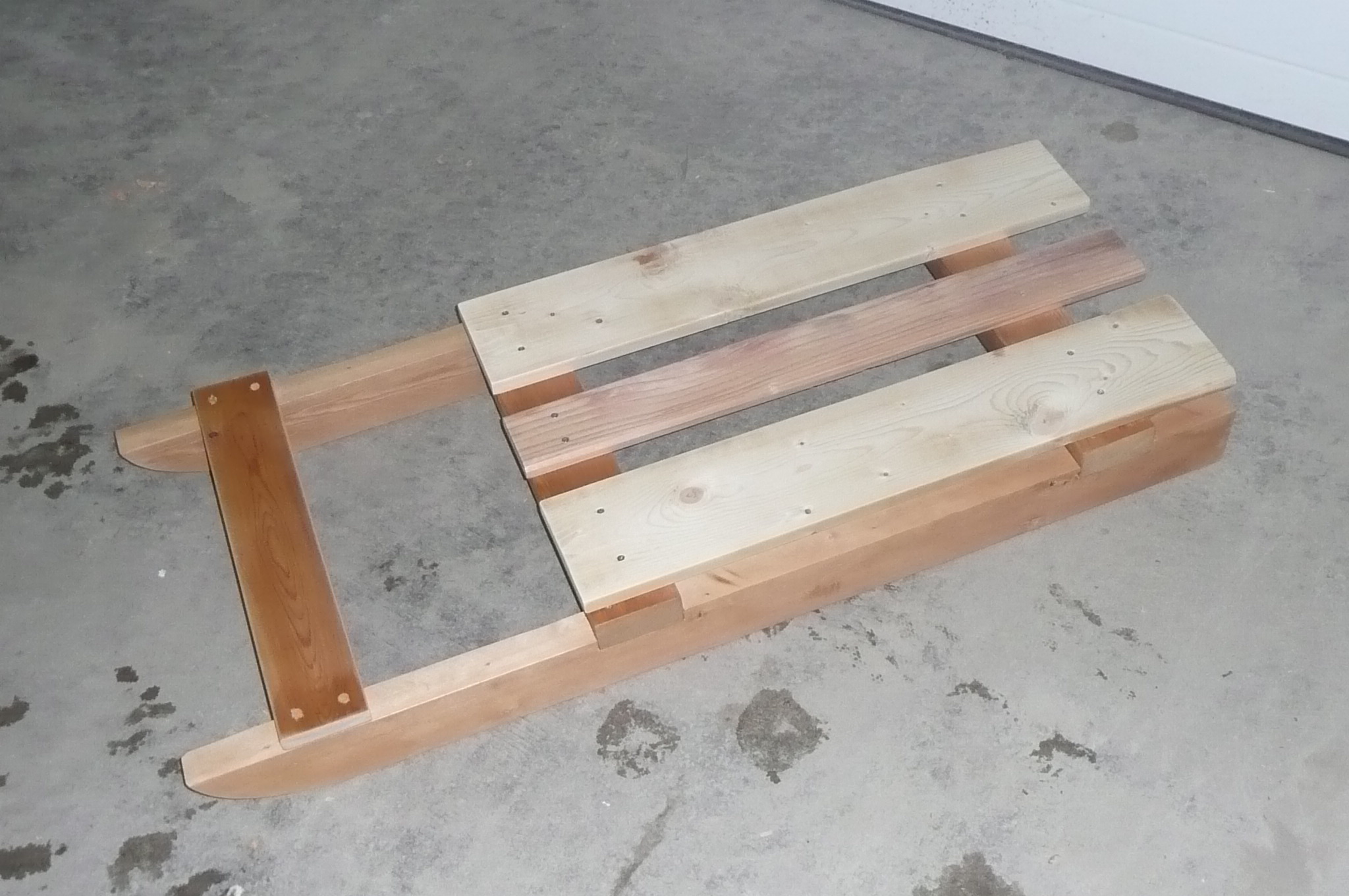 Sled from reclaimed lumber