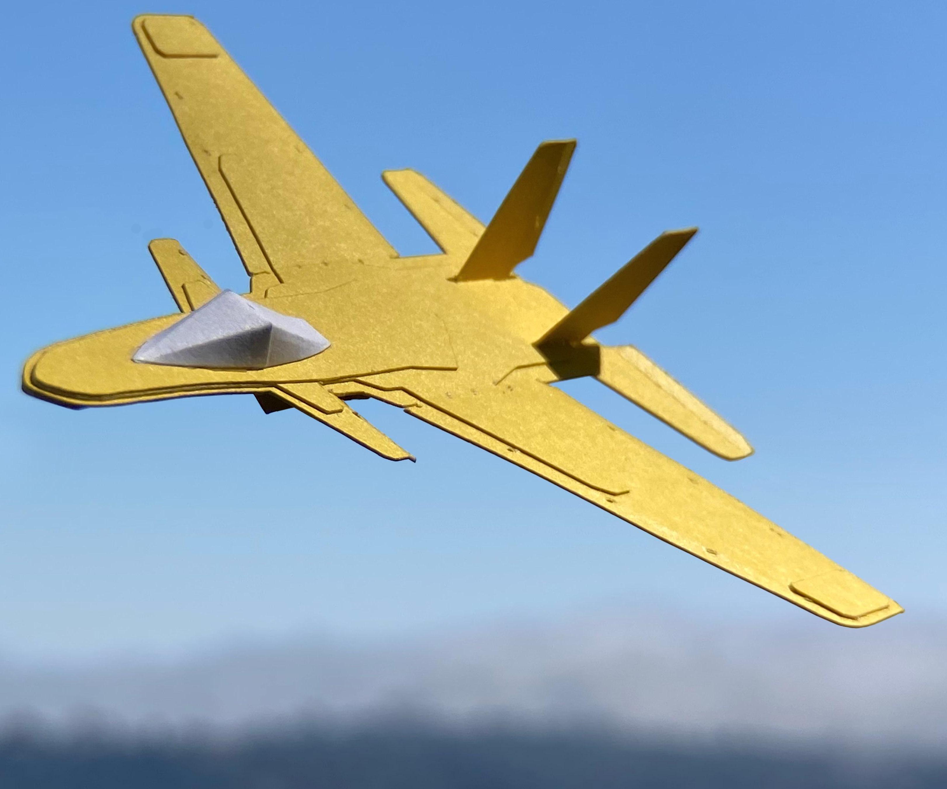 Yellow Card Stock Jet Glider W/ Canards
