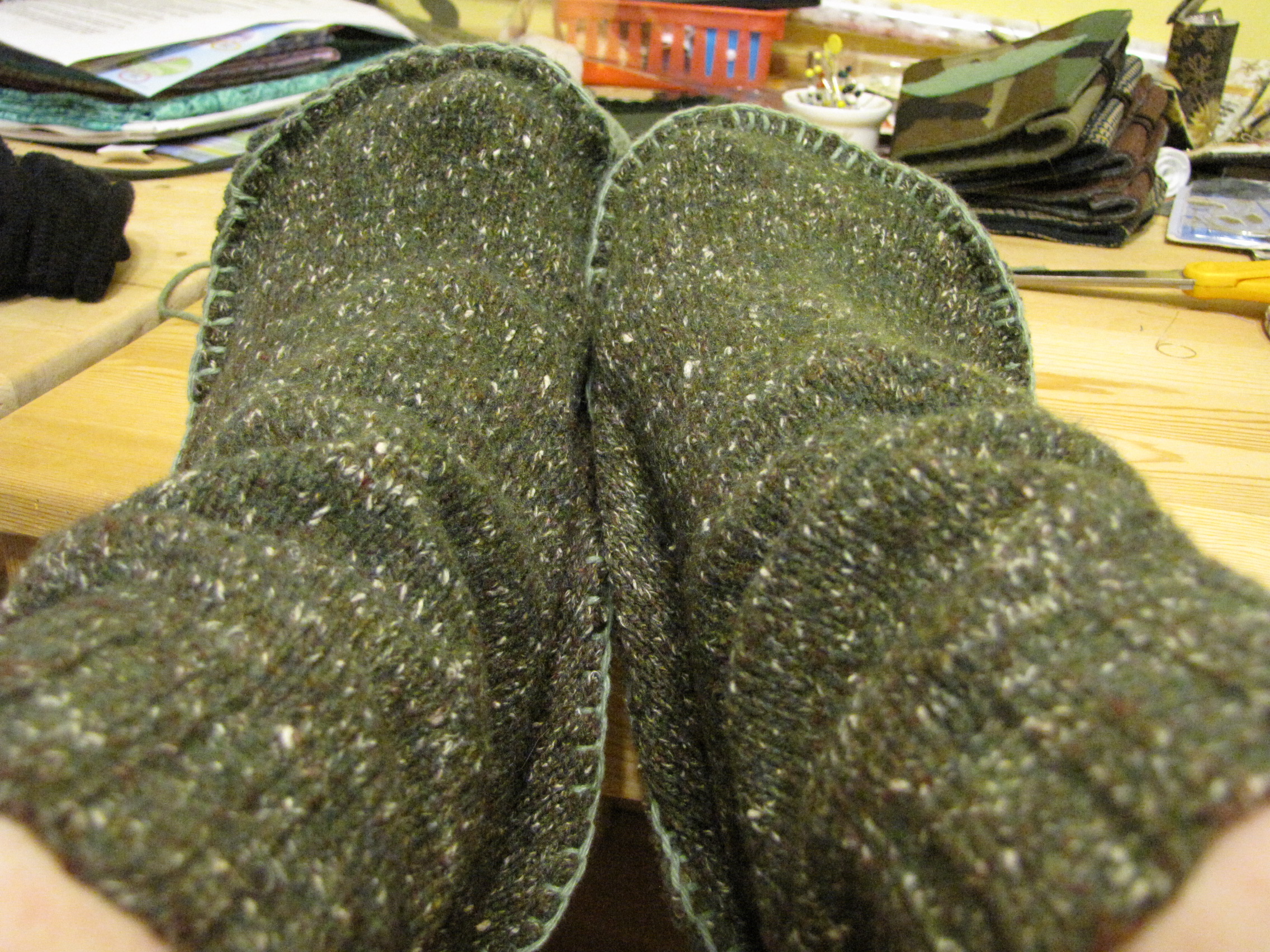 Up-cycled & felted sweater slippers