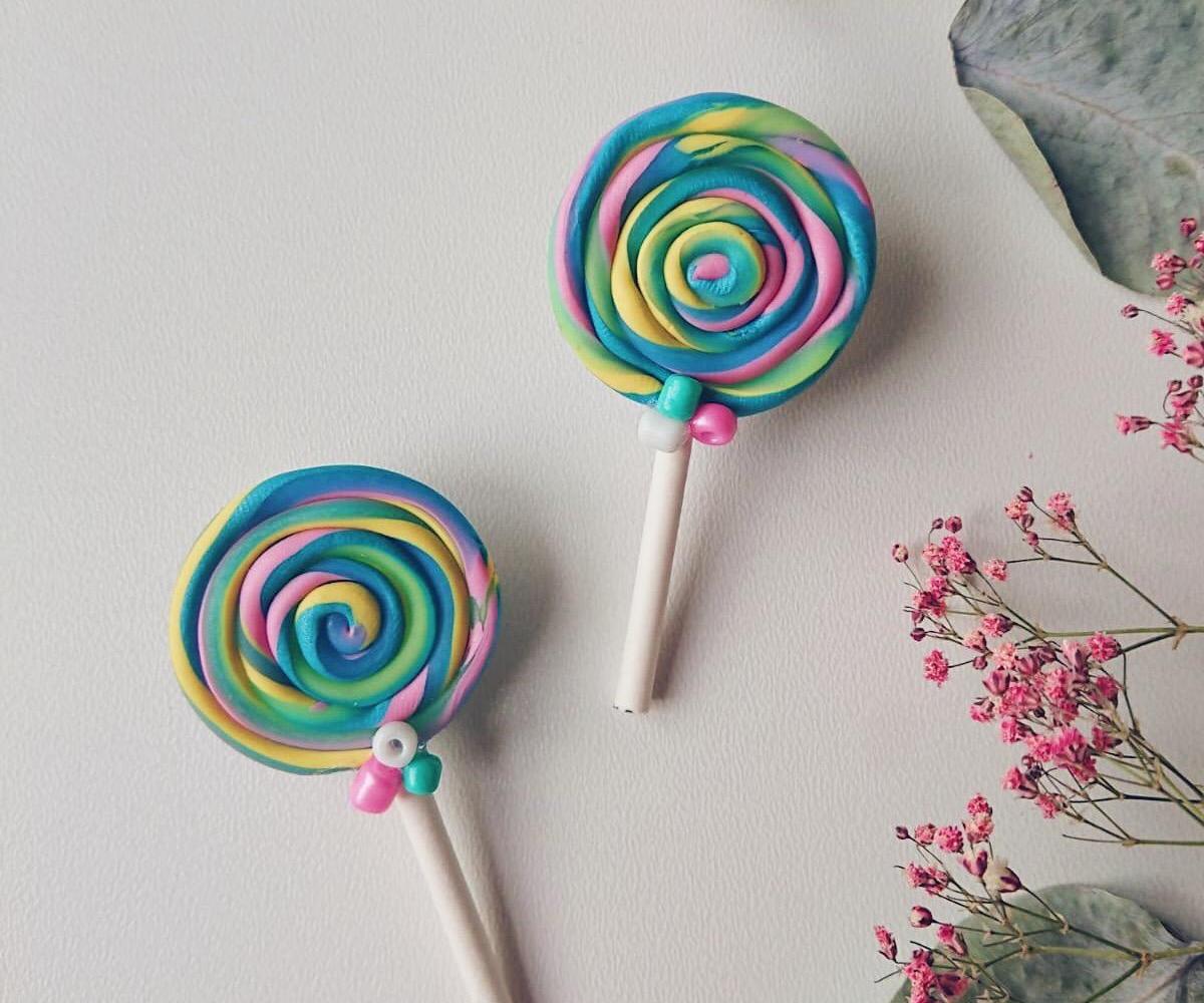 Candy Earrings Made of Polymer Clay