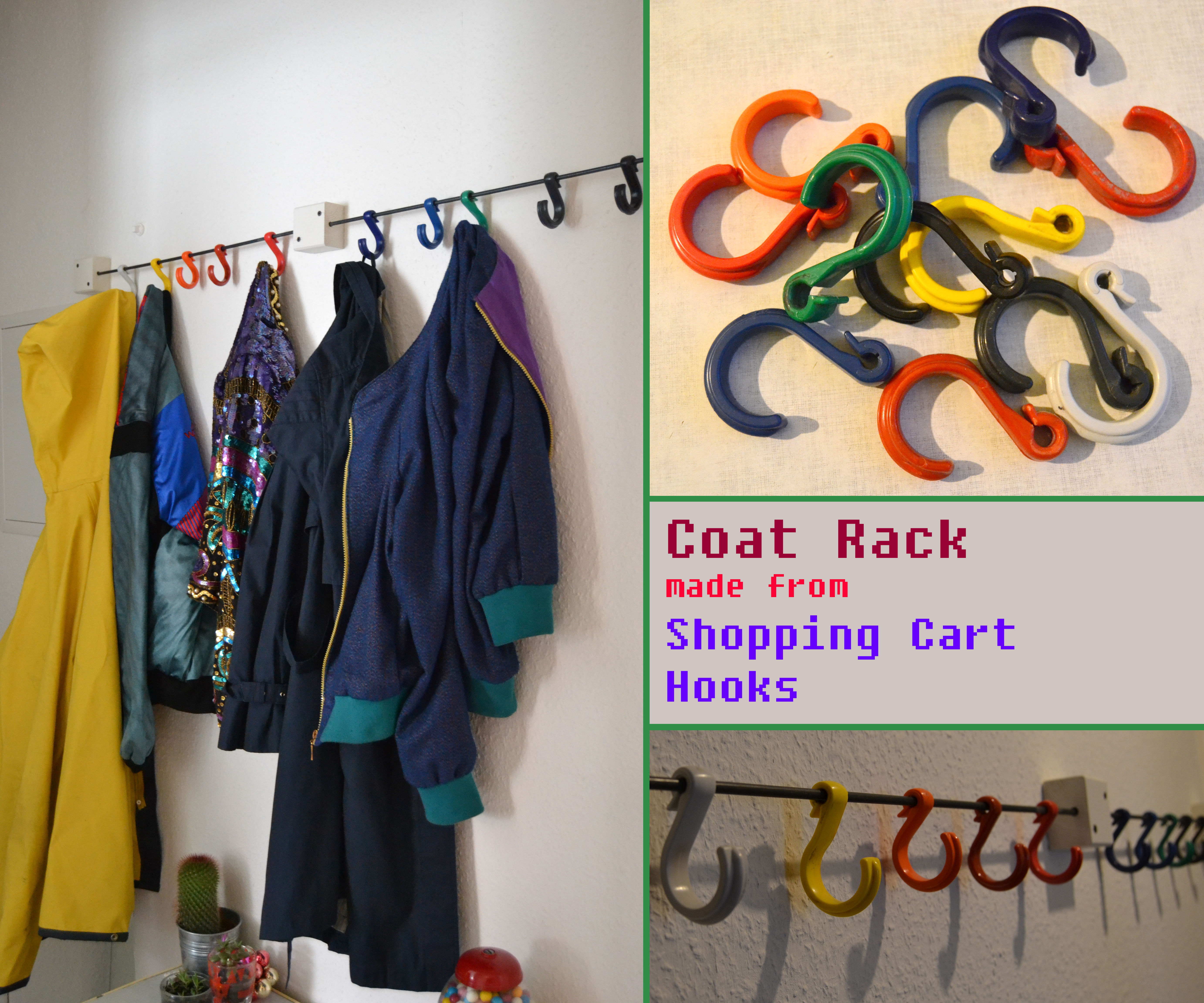Coat Rack Made From Shopping Cart Hooks 