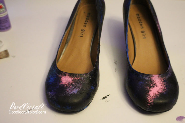 galaxy shoes painted upcycle upcycled diy sci-fi nebula cosmos kosmos stars aurora paint on leather faux vinyl (12).JPG