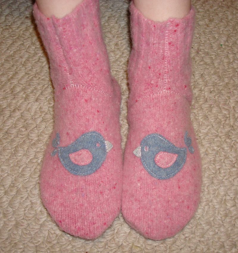 Wool Felt Sweater Slipper Sock Tutorial and Pattern