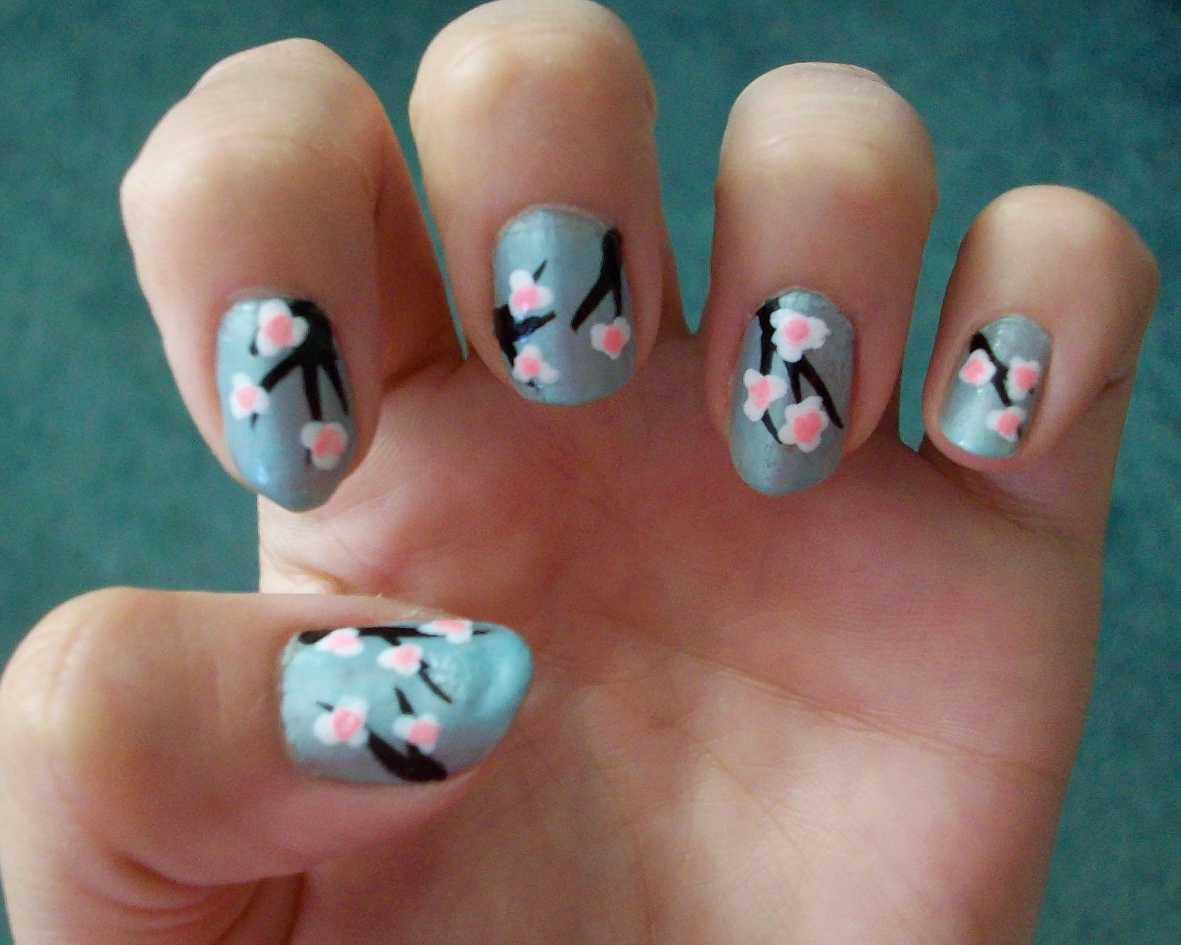 Japanese Cherry Blossom Nails