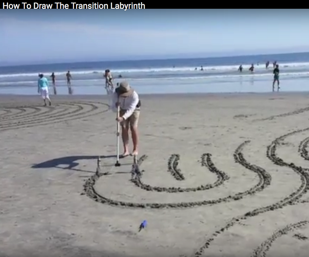 Drawing the Nine-circuit Transition Labyrinth in the Sand.
