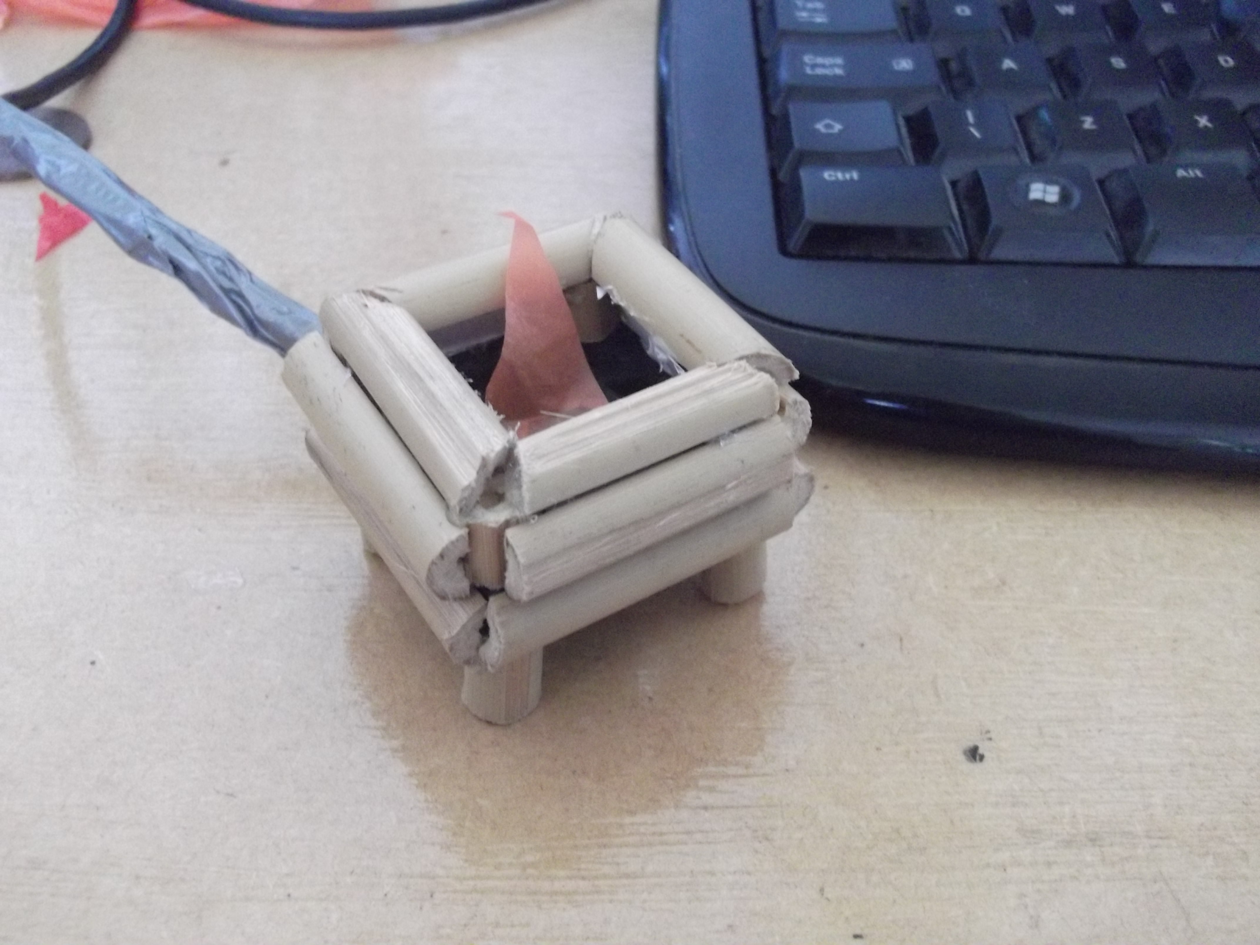 USB Fake Fire Pit in a Bamboo Box