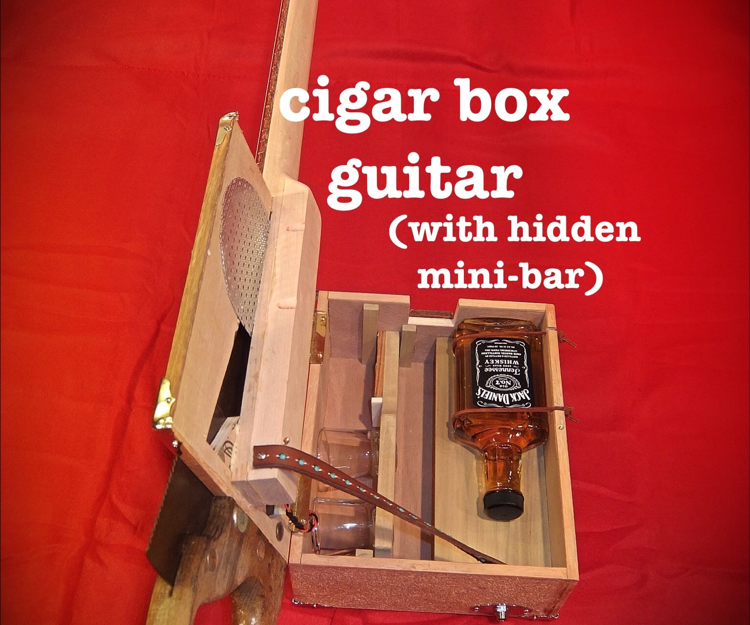 Cigar Box Guitar With Hidden Whiskey Mini-Bar