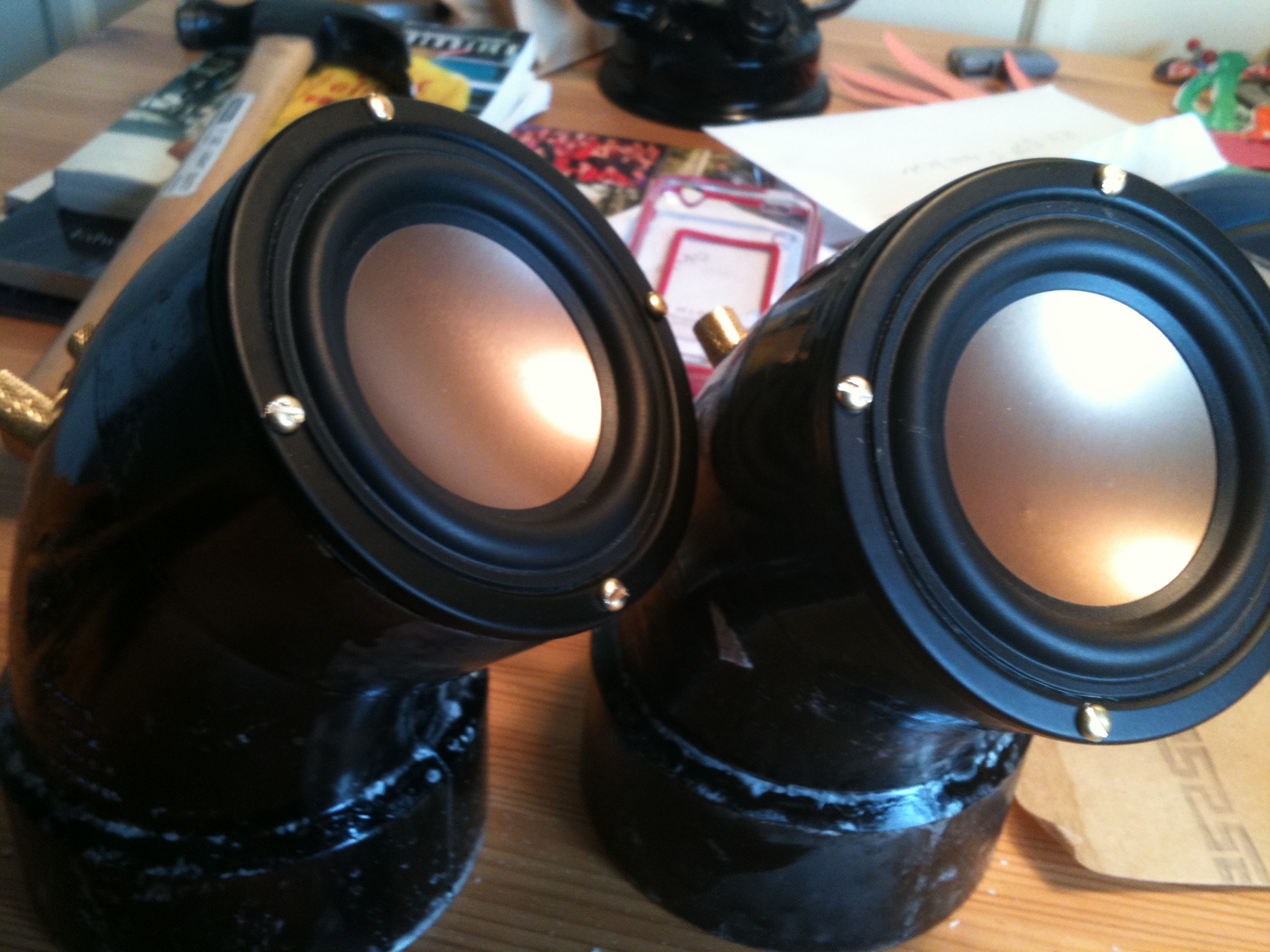 PVC Pipe Desk Speakers With Bass Port