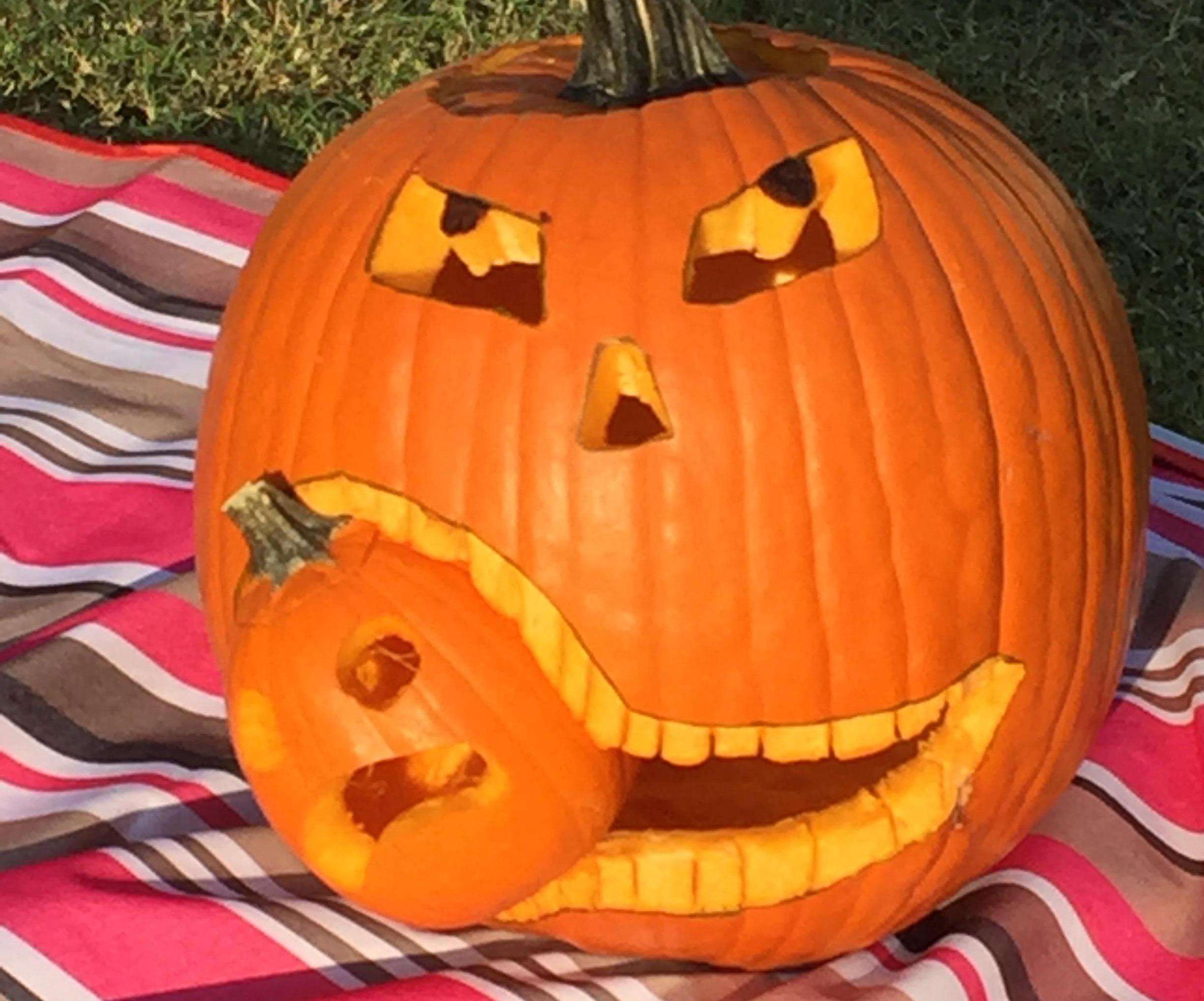 How to Carve a Pumpkin Eating Another Pumpkin.
