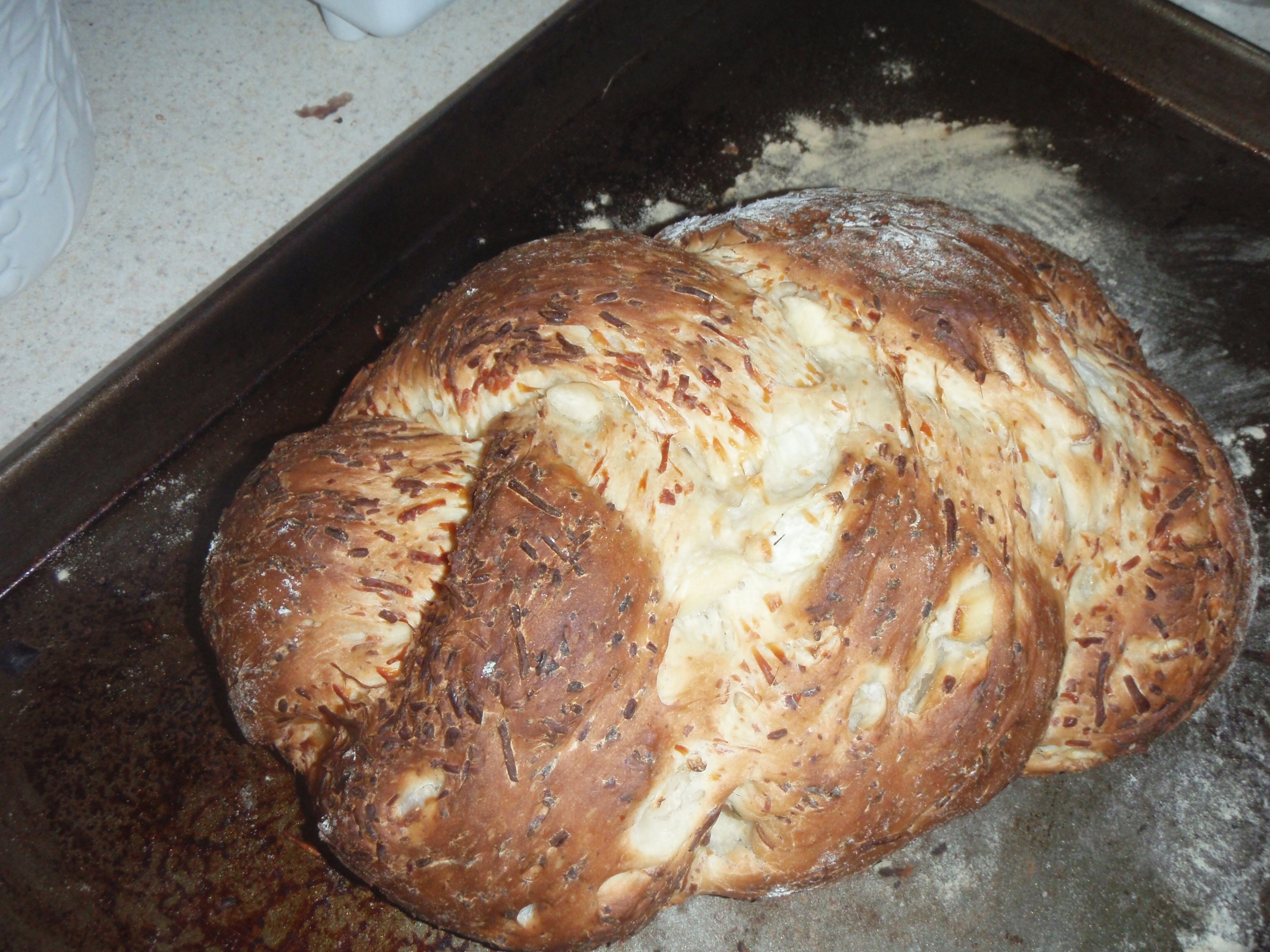 Awesome Garlic, Onion, Parmesan Braided Bread