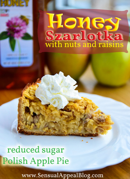 Polish Apple Pie (Szarlotka) with honey, nuts, and raisins