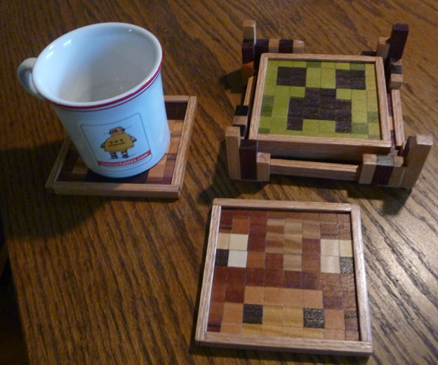 Minecraft Wooden Drink Coasters